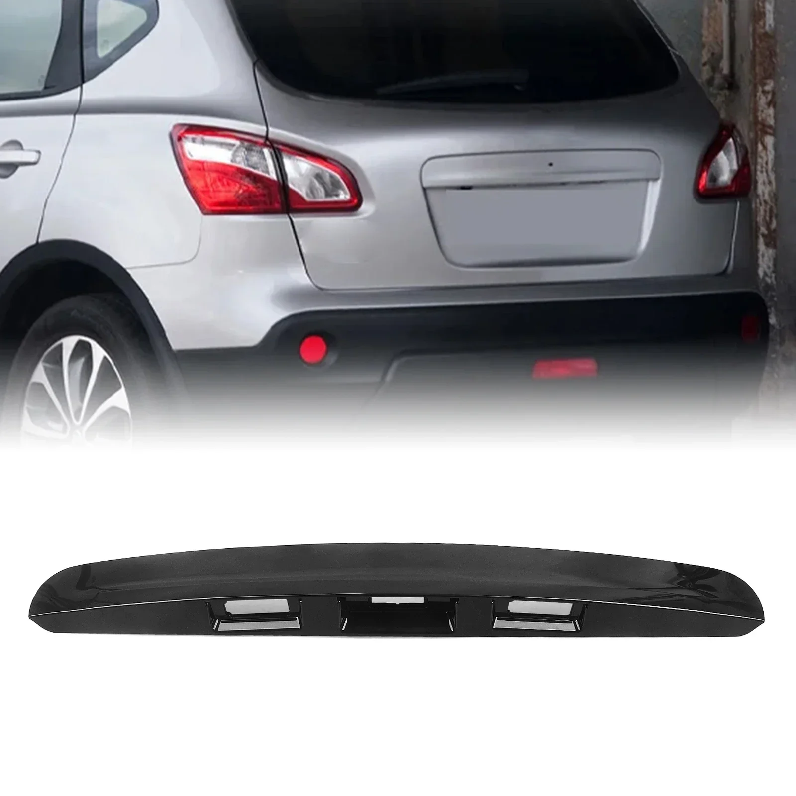 

New！ Tail Gate Trim Cover Rear License Number Licence Plate Tailgate Grip Handle For Nissan Qashqai 2008-2015 3/4/5 Holes