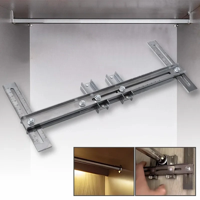 For Wardrobe Boom Installation Positioning Ruler Flange Base Punching Positioner for Woodworking Accurate Hole Drilling Guide