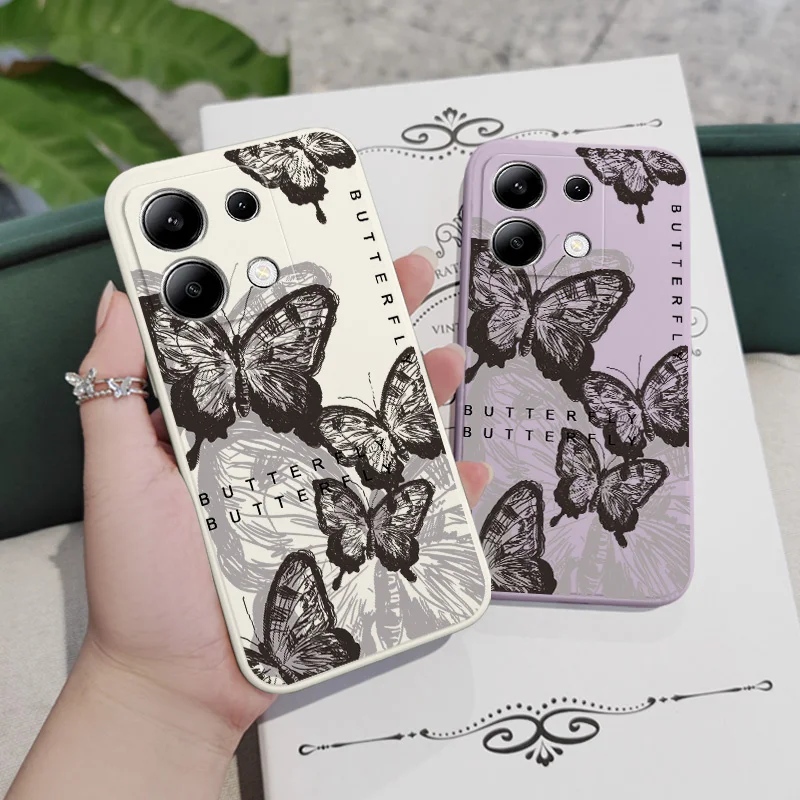 Custodia per telefono Oriental Butterfly per Xiaomi Redmi Note 13 12 12S 11 11S 10 10S 9 9S Pro Plus 4G 5G Cover in Silicone liquido