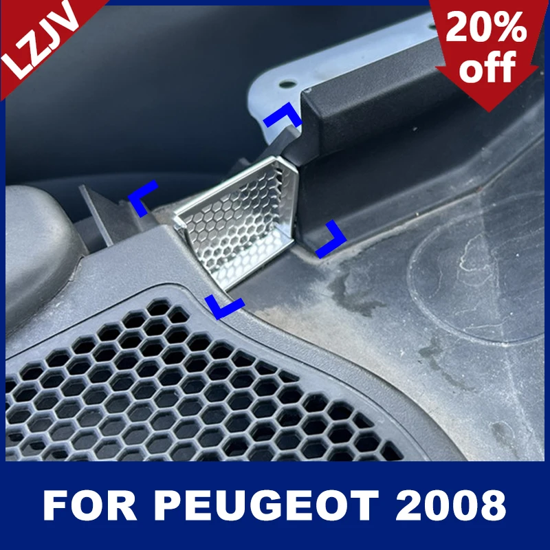 LZJV 2pcs Guiding Gutter Protective Cover For Peugeot 2008 Anti-insect Anti-fouling Front Cover Stainless Steel