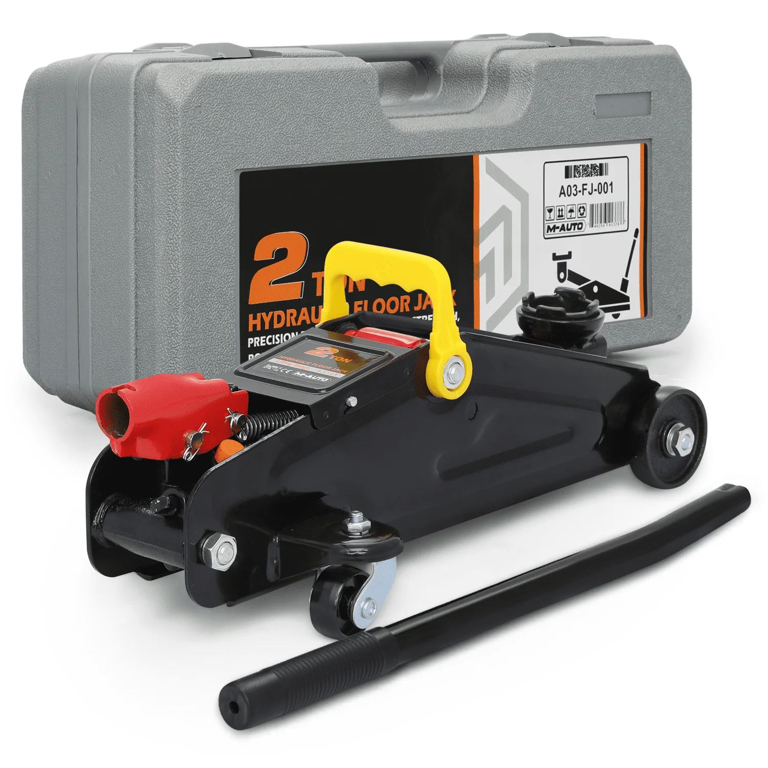 

2 Ton (4,000 lb) Capacity, Heavy Duty Hydraulic Trolley Service/Floor Jack with Blow Mold Carrying Storage Case, Black