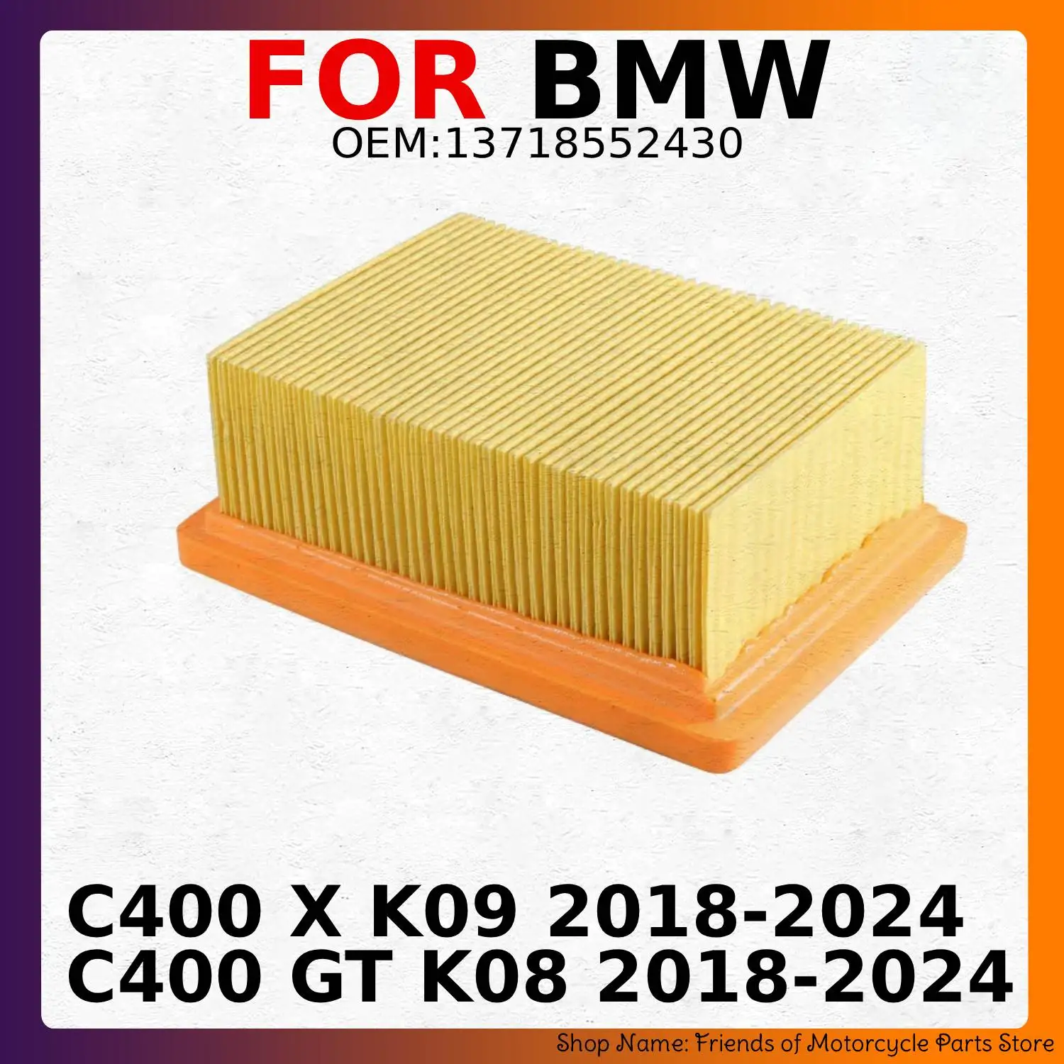 Воздушный фильтр для мотоциклов BMW C400 X K09 2018-2024, BMW C400 GT K08 2018-2024, VOGE SR4 MAX LX350T-5 13718552430