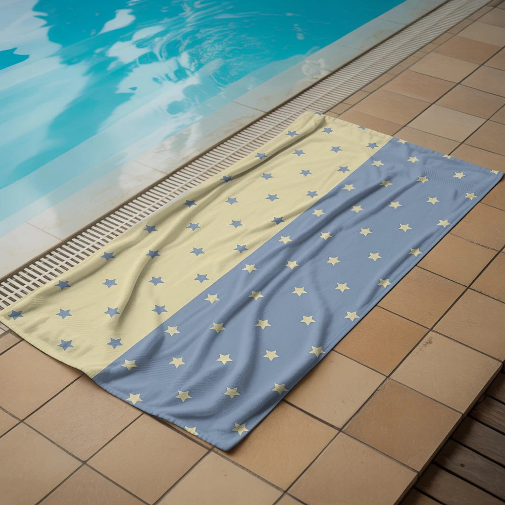 Two Tone Split Star Grid Cartoon Anime Beach Towel Microfiber Quick Dry Super Absorbent Soft Bath Towel for Kids Adults Travel