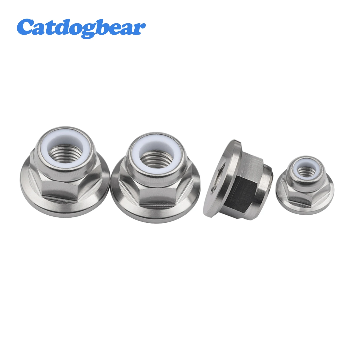 

Catdogbear 4Pcs Titanium Ti M6 M8 M10 M12 Flange Lock Nut Srews for Bike