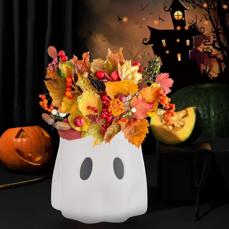 

Ghost Vase Halloween Treat Buckets Ghost Candy Bowl Planter For Indoor Outdoor Garden Indoor Home Halloween Decoration