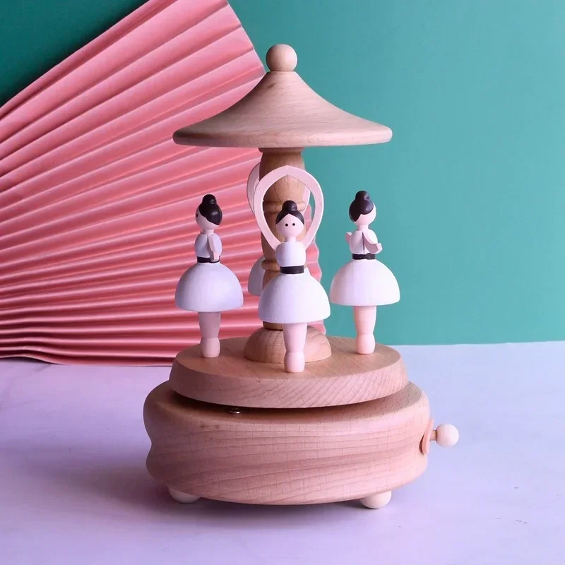 

Creative Wooden Music Box Carousel Girl Dancing Ballet Home Decor Wood Ballest Music Boxes for Children Best Gift