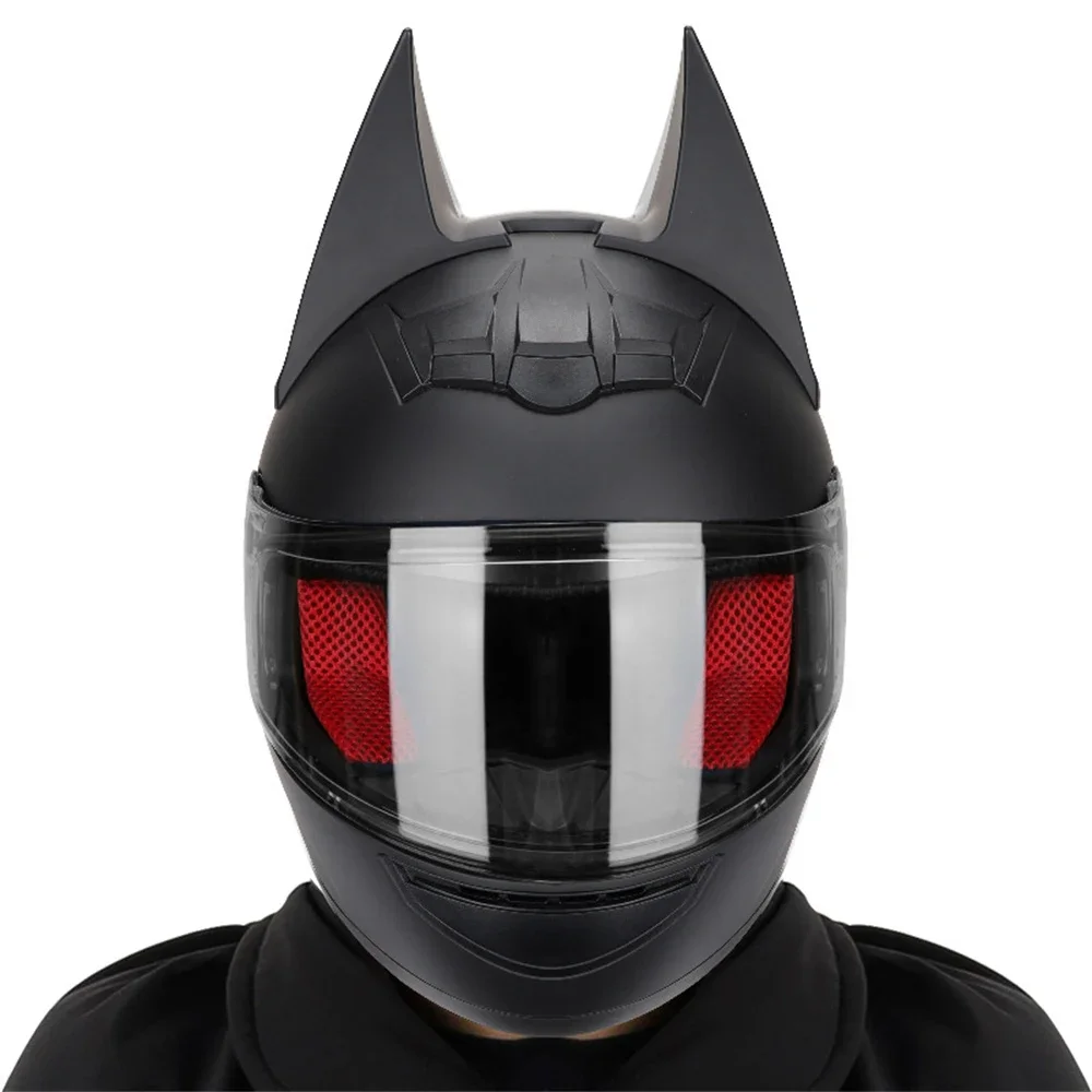 bat motorcycle helmet Motorcycle Helmet Bat Ears Full Face For Man Detachable Horns Motorcross  Racing MotorBike Dot Certification Safety Moto Helmets