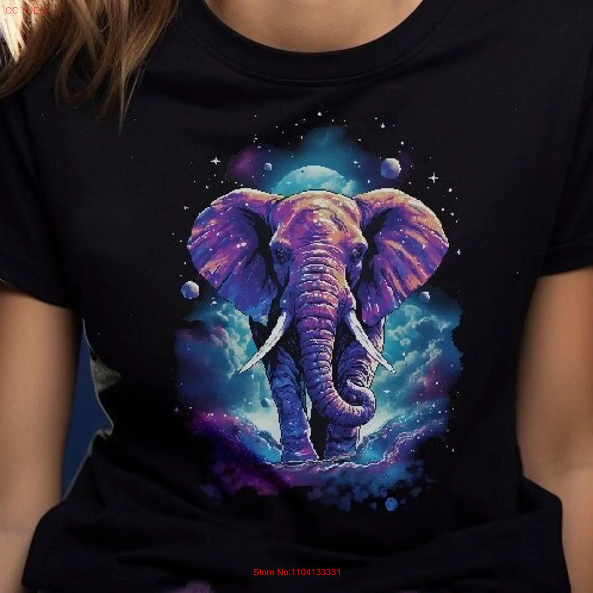 Galactic Elephant T shirt Space Trippy Festival EDM Rave ConcerT  long or short sleeves