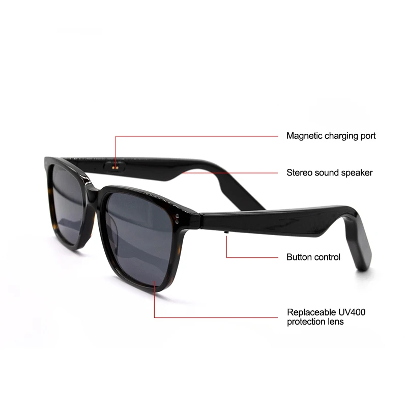 Smart Glasses Changeable Lenses Audio Music Anti-blue Light bluetooth Sunglasses for Driving Outdoor Activities
