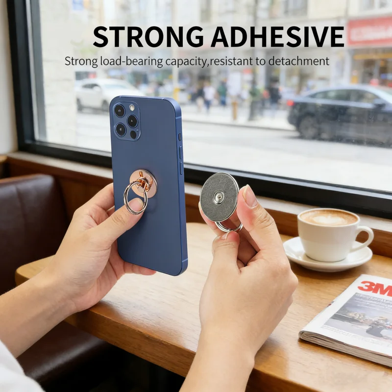 Ultradünner Metallring für Handyhalter, Aufkleber auf der Rückseite, Halterung, 360-Grad-Drehung, kompatible Smartphone-Hülle aus Edelstahl