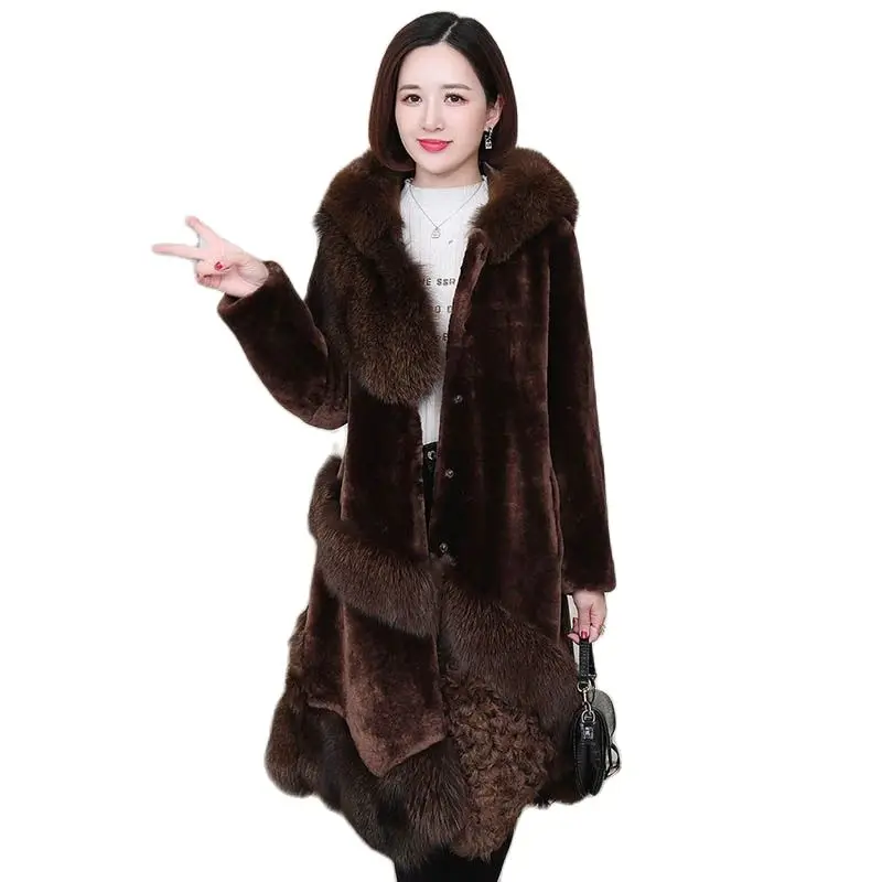 

Original Ecological Fur All-in-one Women's Coat Mid-length 2023 Winter New Haining Fur Women's Temperament Sheepskin Coat Women