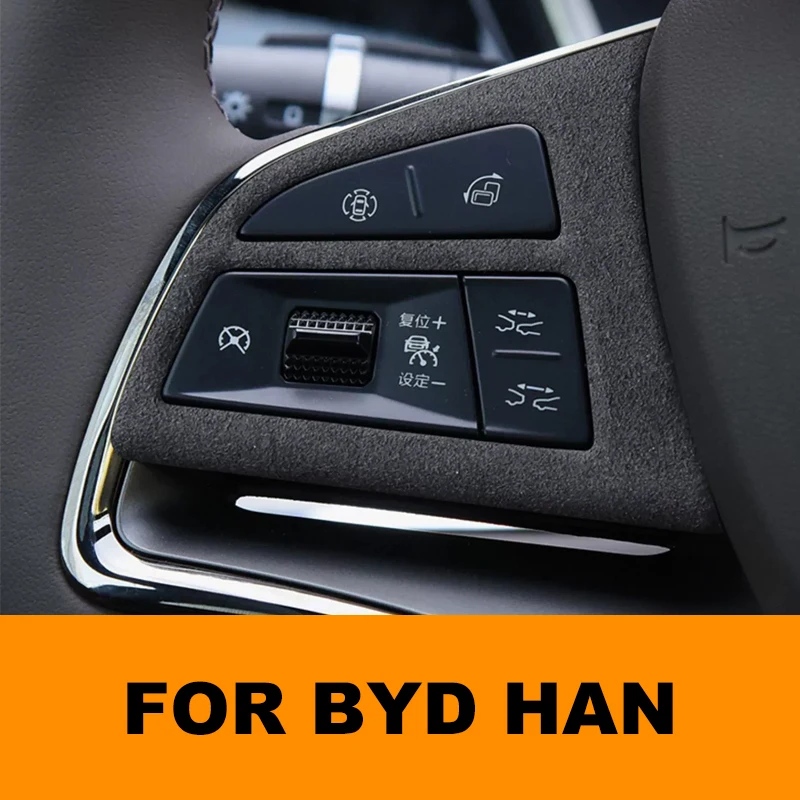 

Car Styling Steering Wheel Buttons Decoration Frame Cover Trim For Byd Han Ev/Dmi 2021 2022 2023 Suede Interior Accessories