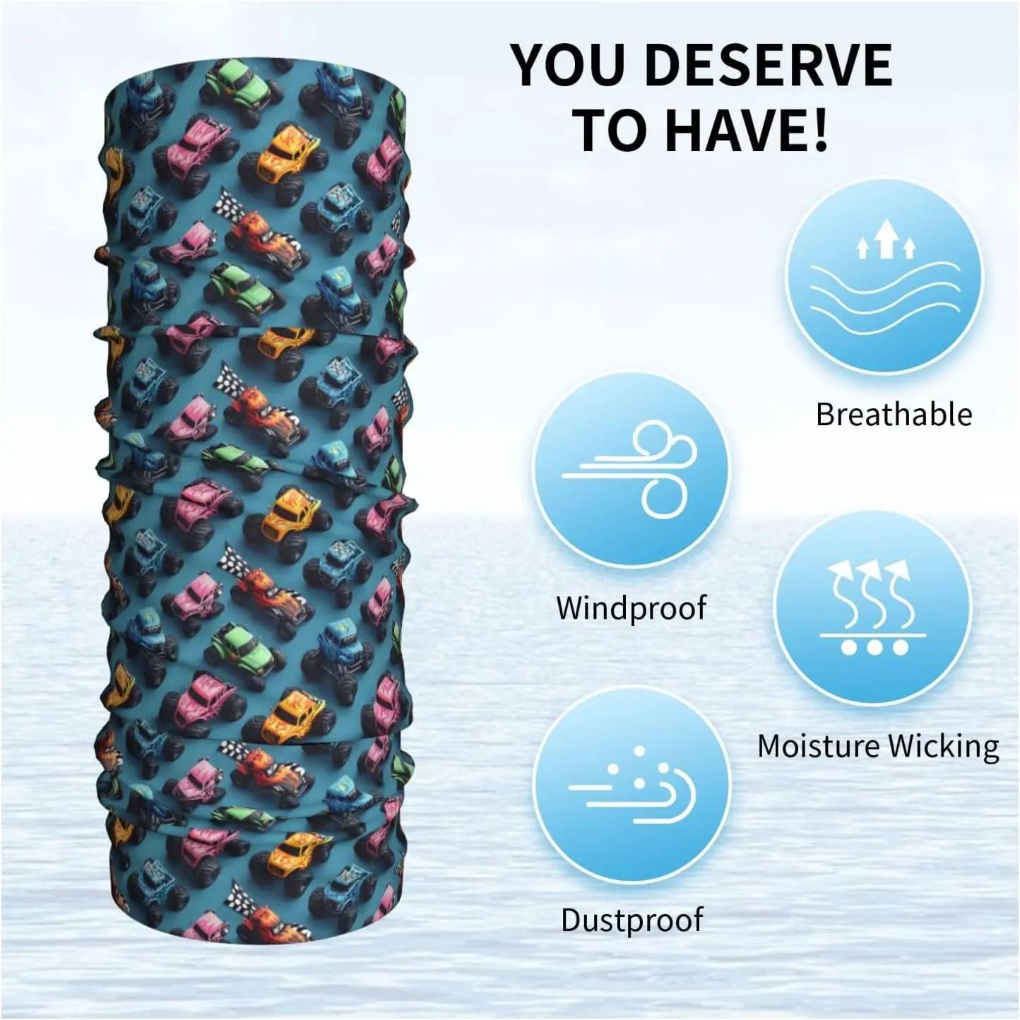 Neck Gaiters for Men Women Cool Off-Road Trucks Print Bandanas Balaclava Half Face Mask Cover Neck Scarf