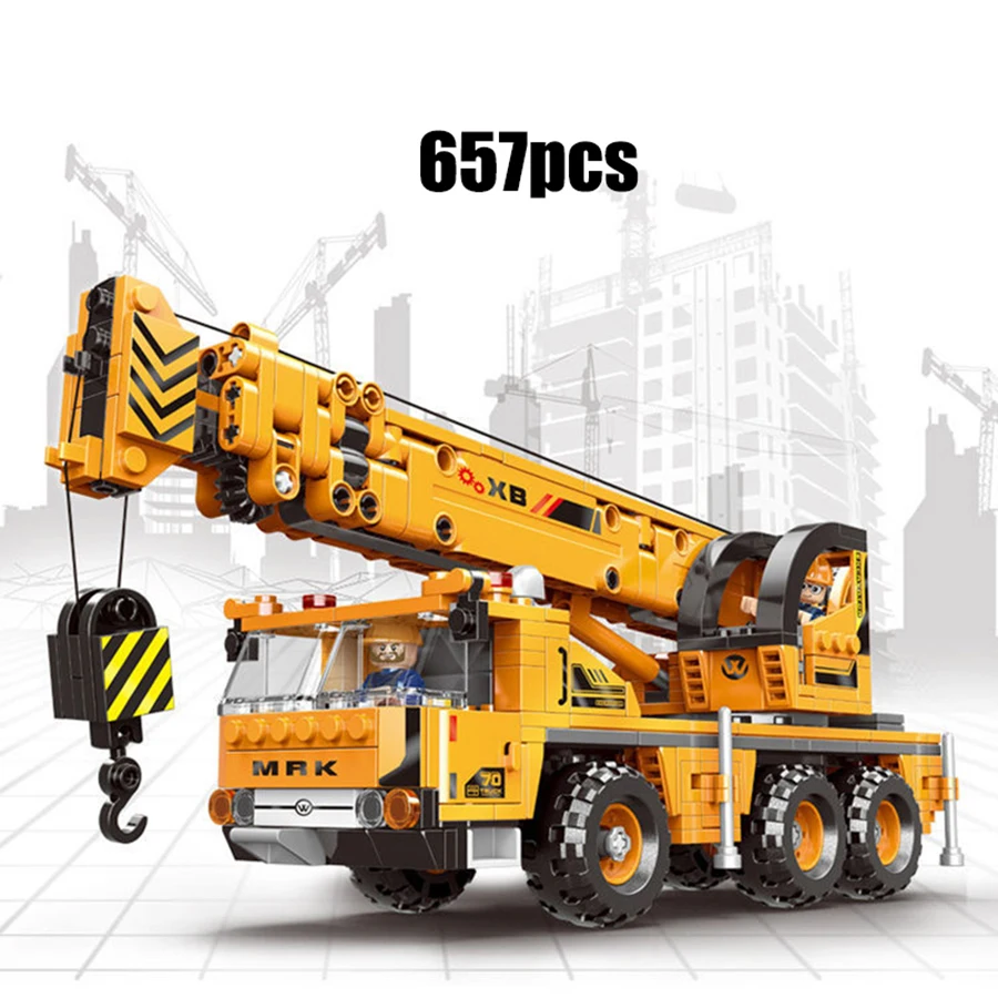 MOC Technical Heavy Mining Truck WheelLoader Car Crane Building Blocks City DIY Engineering Excavator Bricks Toy para niños
