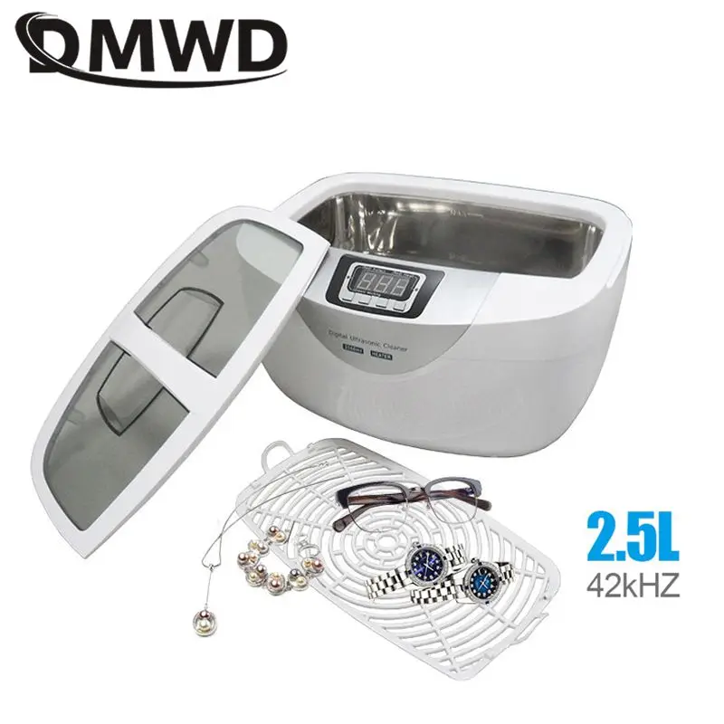 DMWD 2.5L 110/220V Ultrasonic Cleaner Jewelry Cleaning Machine Watch Washing Basket Dental Heating Ultrasound Vegetable Washer