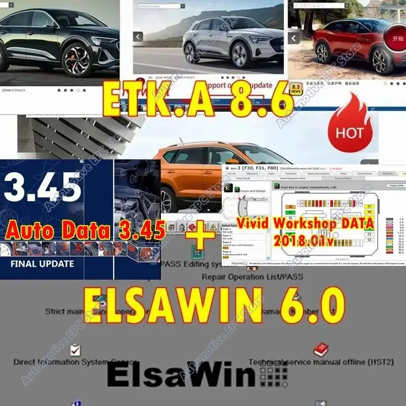 Auto Data 3.45 Vivid Workshop DATA 2018.01v  Auto Repair Software ETk.a 8.6 ELSAWIN 6.0 Group Vehicle Electronic Parts Catalog