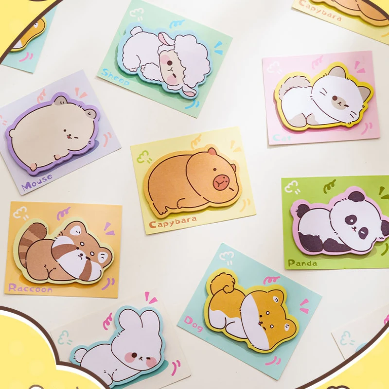 4/8set Cute Animal Sticky Notes Cute Cartoon Memo Pad Ins Kawaii Stationery Posted Tabs Its Memo Message Paper School Supplies