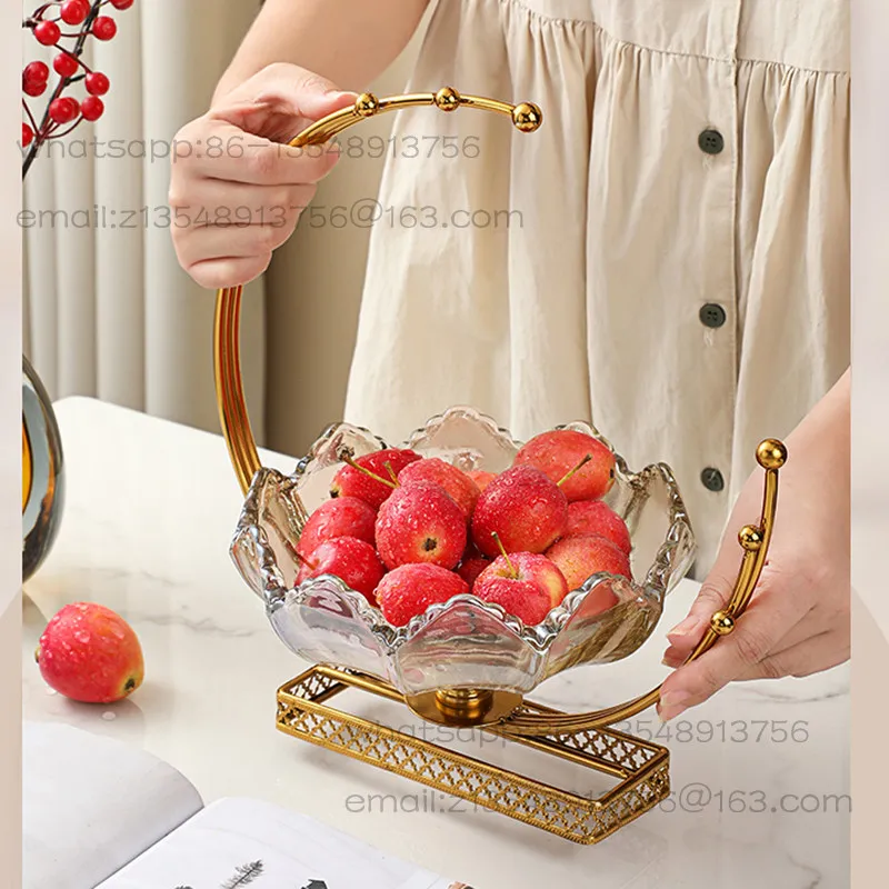 Crystal glass gold fruit plate exquisite light luxury Internet celebrity home living room tea table zero sugar fruit plate