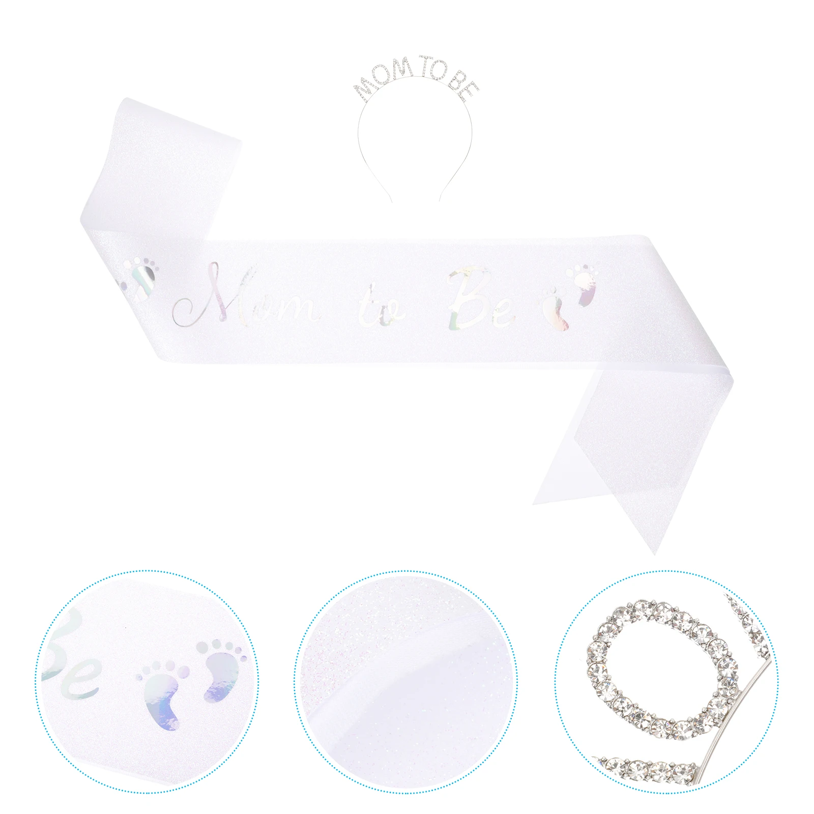 

Adjustable Mommy to Be Sash Baby Shower Headband Crystal Belt Maternity Hair Accessories Elegant Photo Props for Women