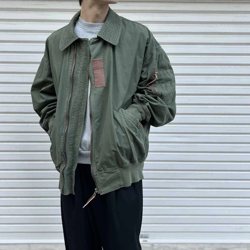 

25SS KOLOR Abe японская хлопковая свободная куртка высокого качества в стиле милитари с зелеными лацканами, Новое поступление