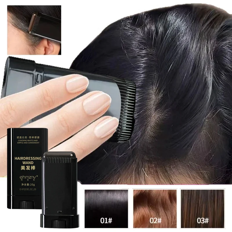 

Hair Color Stick For Men & Women Quickly Covers Gray White Hair Concealer Hairline Instant Covering Hair Dye Stick Applicator
