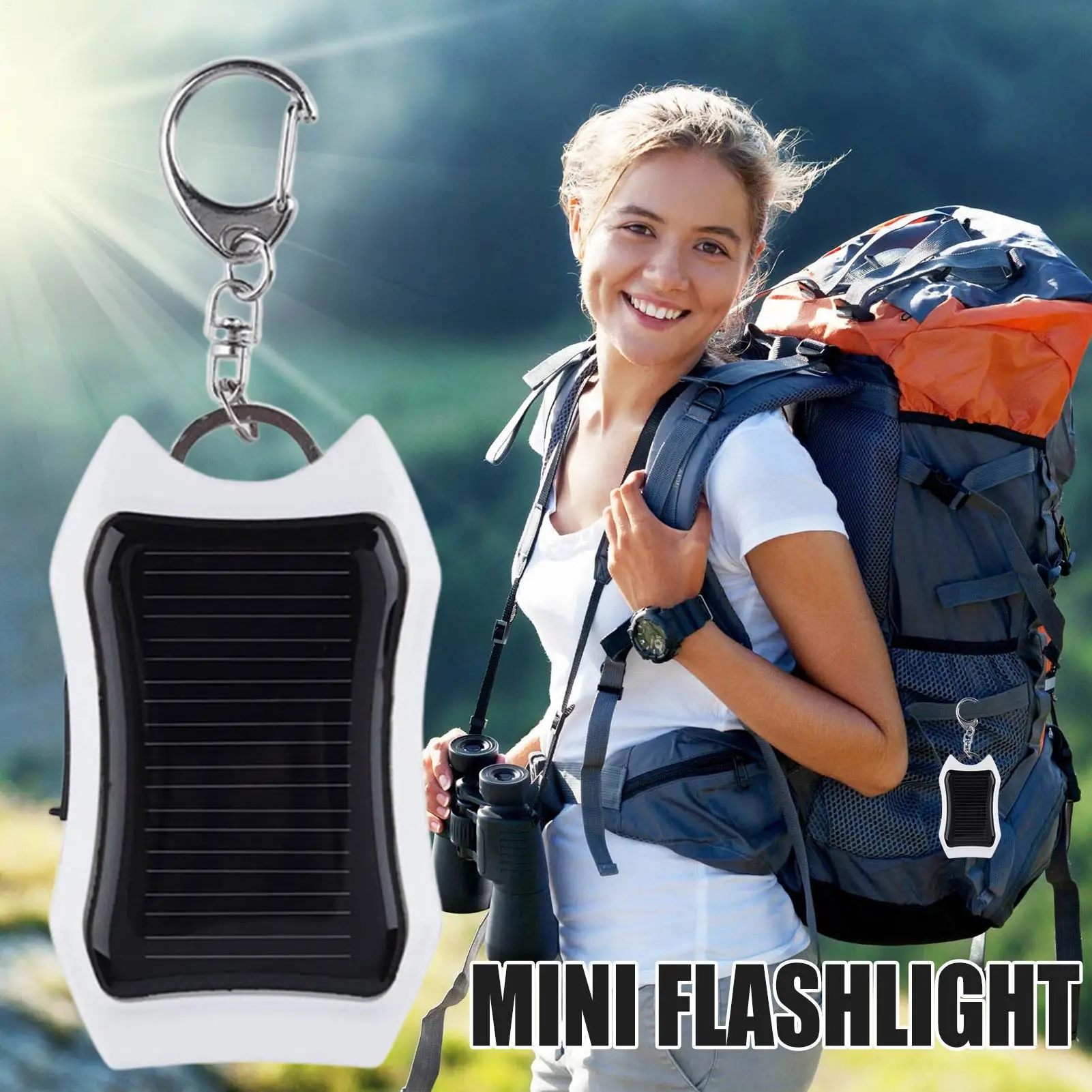 

Keychain Power Bank USB External Solar 1500mAh Cell Phone Backup Power Bank With 3LED Light Charging Equipment For Hiking Travel