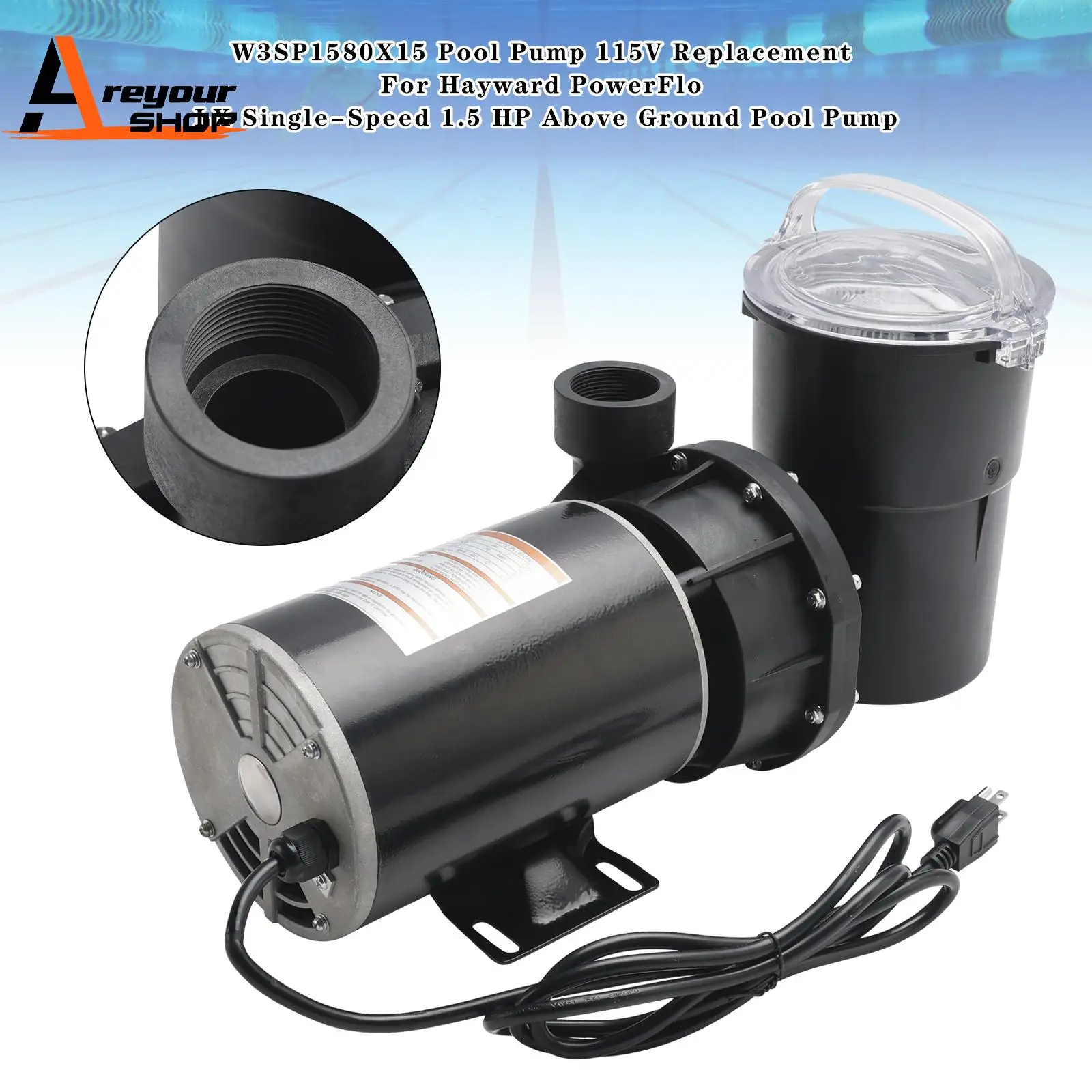 W3SP1580X15 Pool Pump 115V Replacement for Hayward PowerFlo LX 1.5 HP