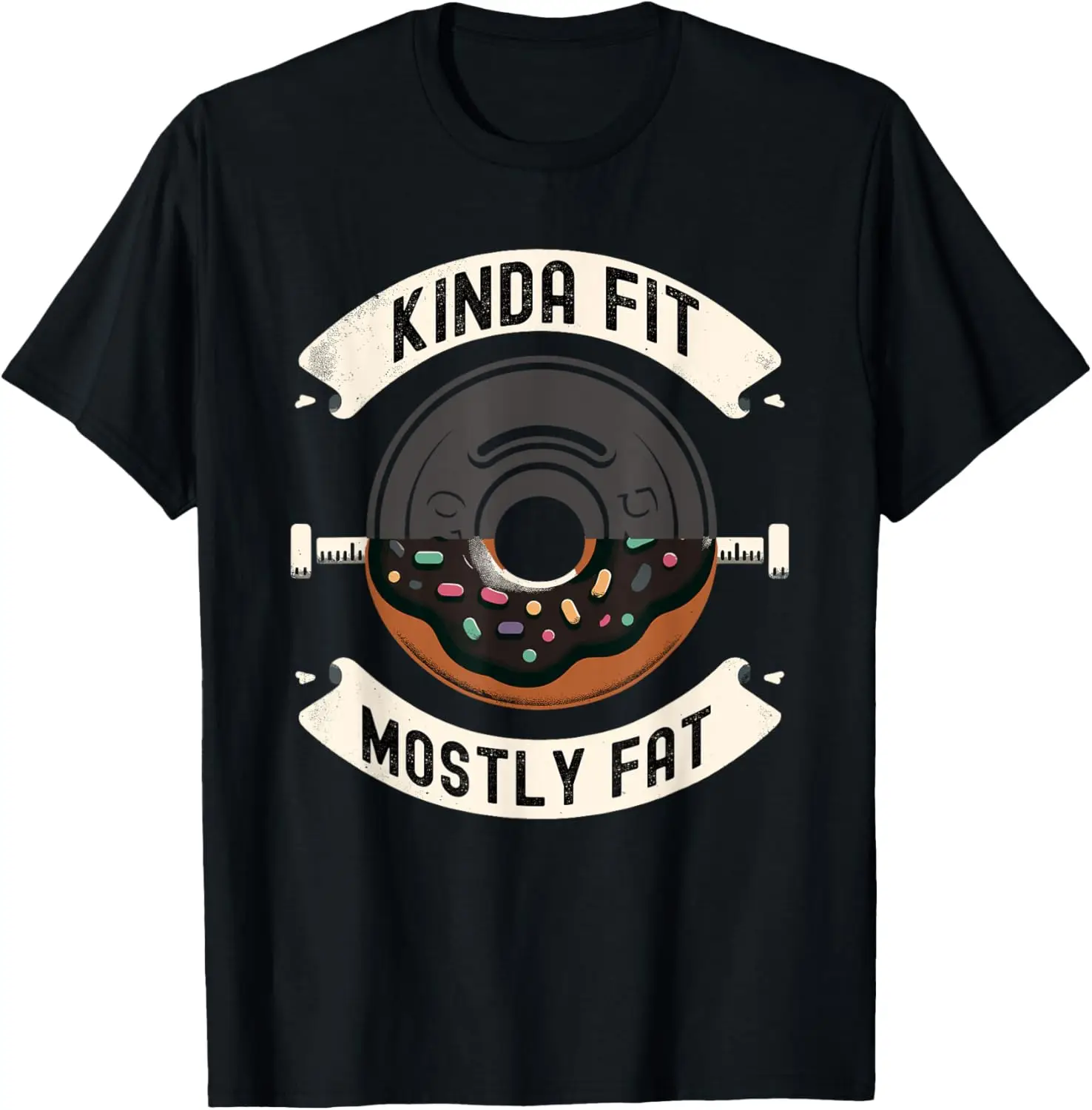 

Kinda Fit Mostly Fat Fitness Funny Gym Workout T-Shirt