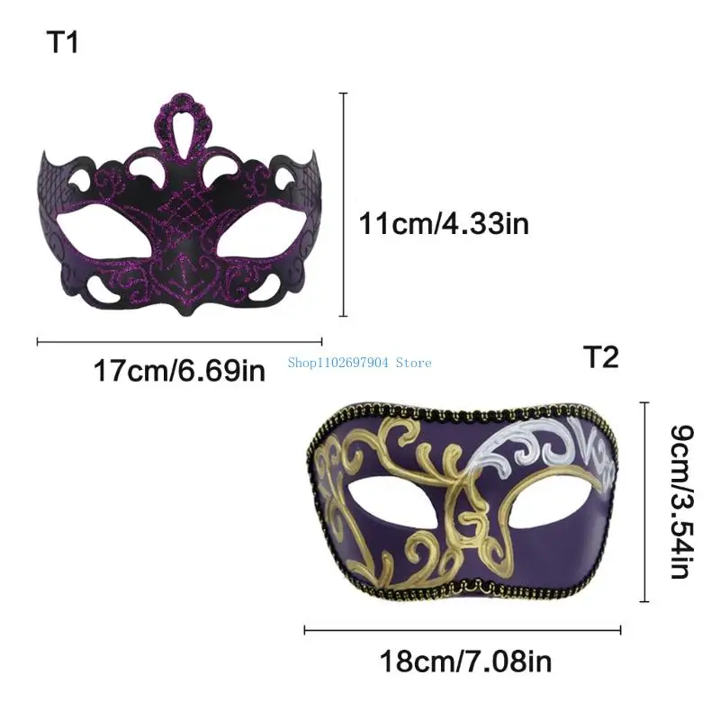 N7YF Nửa Mặt Mặt nạ hóa trang Cặp đôi Mặt nạ hóa trang Trang phục hóa trang Phụ kiện dành cho nữ Hóa trang Halloween Hứa