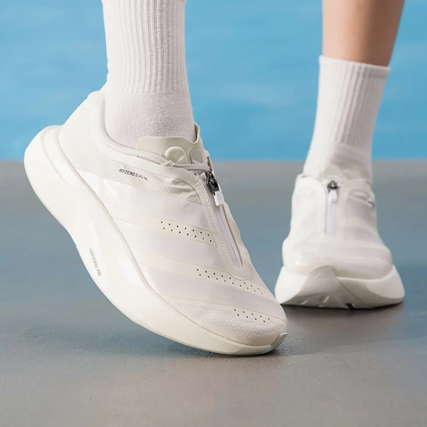 Adidas KI0477 Men Women Running Shoes Off White Mesh Breathable Lightweight Racing Sneakers