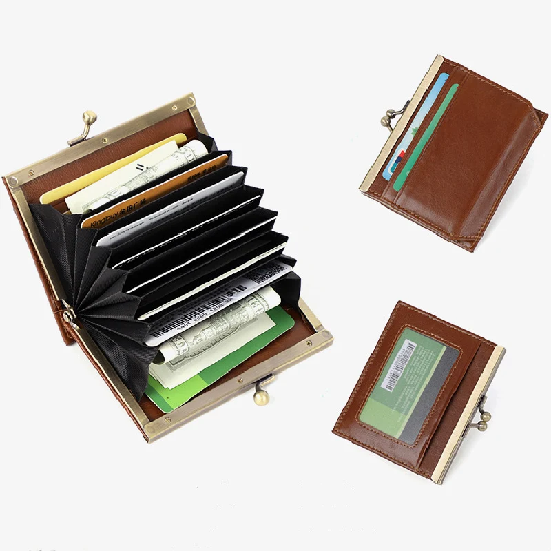 

Small Fashion Genuine Leather Metal Men Women Wallets Coin Purse Change Purses Credit Card Holder 12 Card Slots M22520