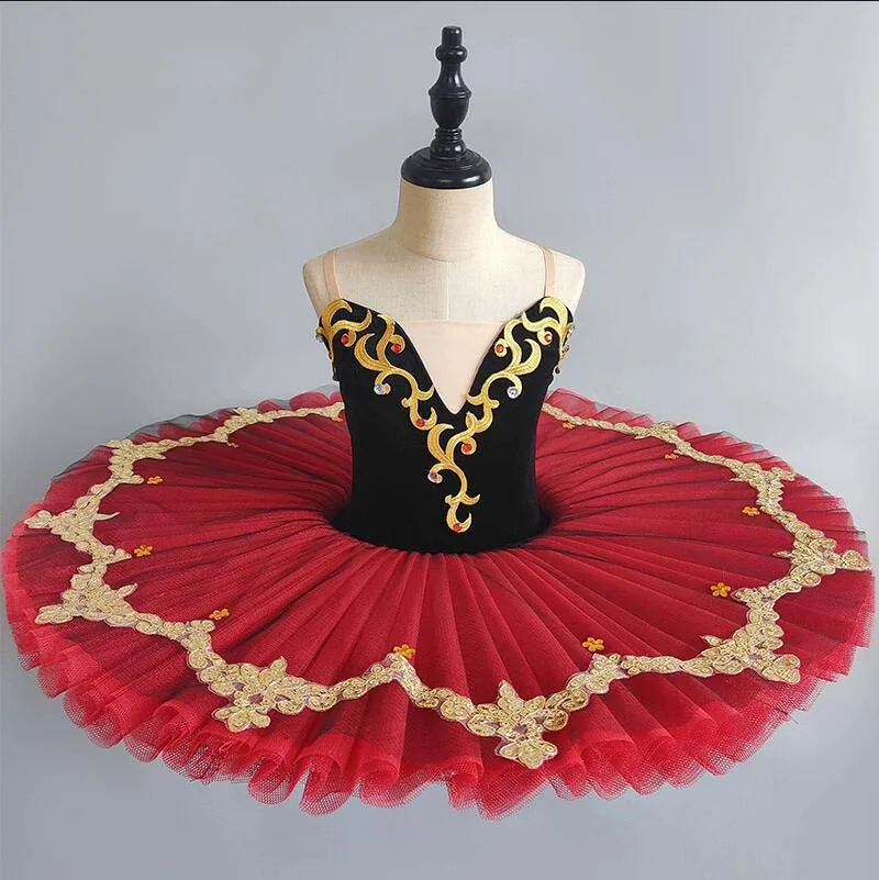 Red rofessional Ballet Tutu  Pancake Platter Tutu Ballerina Party Dress Adult Women Ballet Dance Costumes