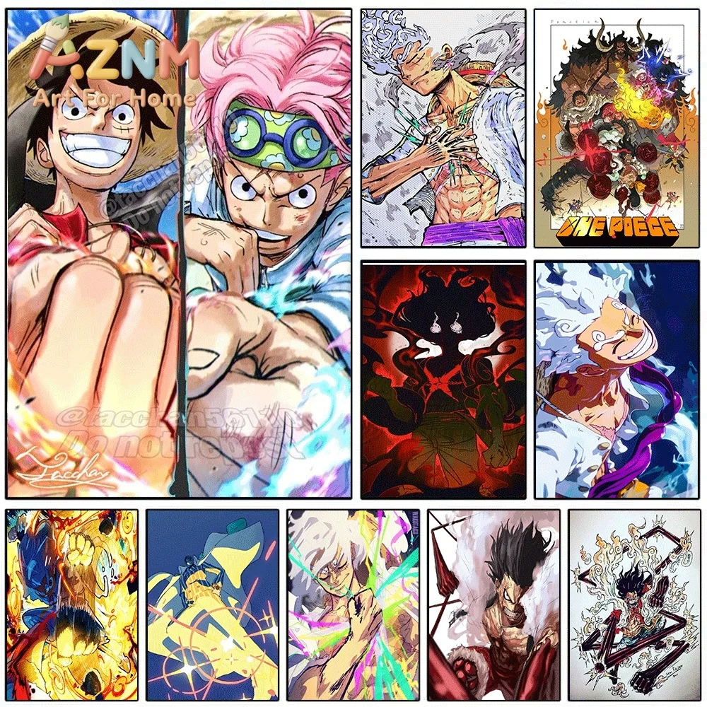 One Piece Luffy Gear 5 Nika Koby Kaido Anime Collage Canvas Wall Art Unframed Single Canvas Print Wall Poster For Bedroom Livi