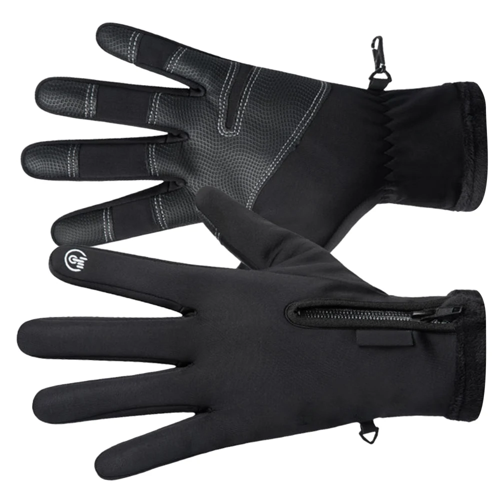

1Pair Winter Warm Windproof Waterproof Gloves Non-Slip Touch Screen Bicycling Mitten for Men Black L Riding Gloves