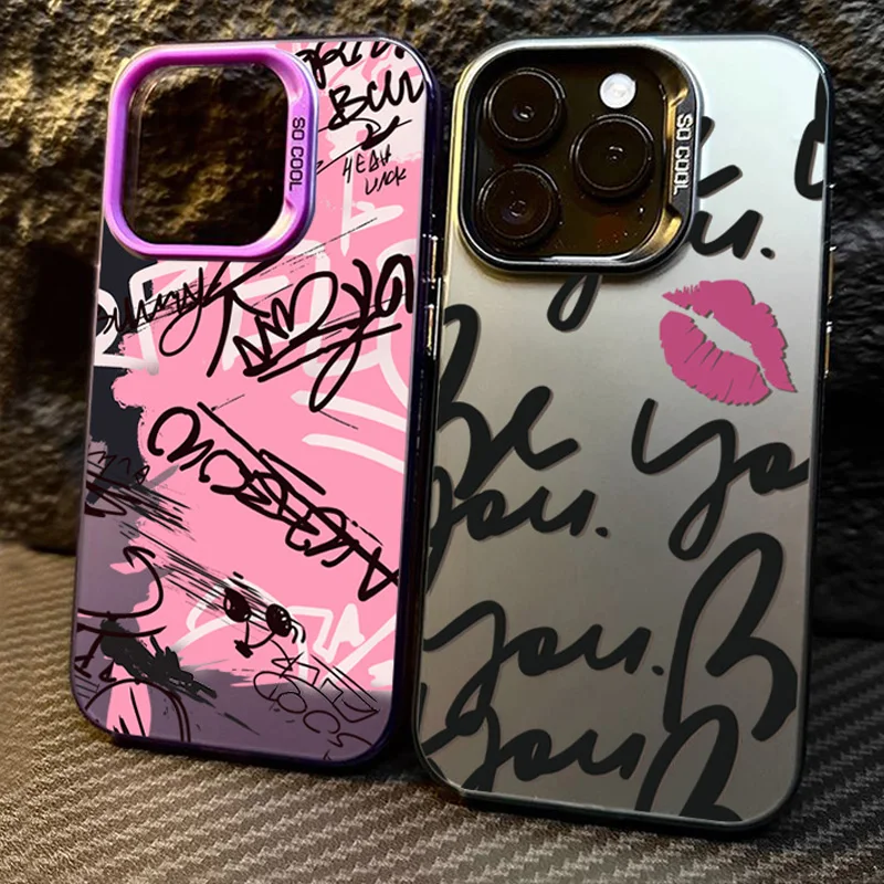 Funda de teléfono personalizada con labios de escritura en inglés para IPhone 16, Fundas para IPhone 15, 14, 13, 12, 11 Pro Max, Funda Bumber Coque