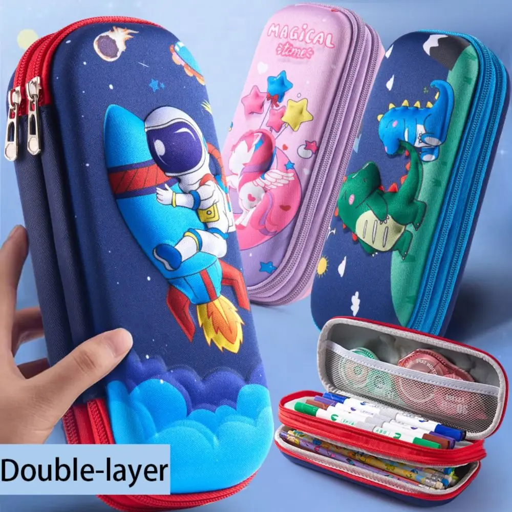 

High Quality 3D Pencil Case Double-layer EVA Pen Box Waterproof Large Capacity Stationery Organizer School Office
