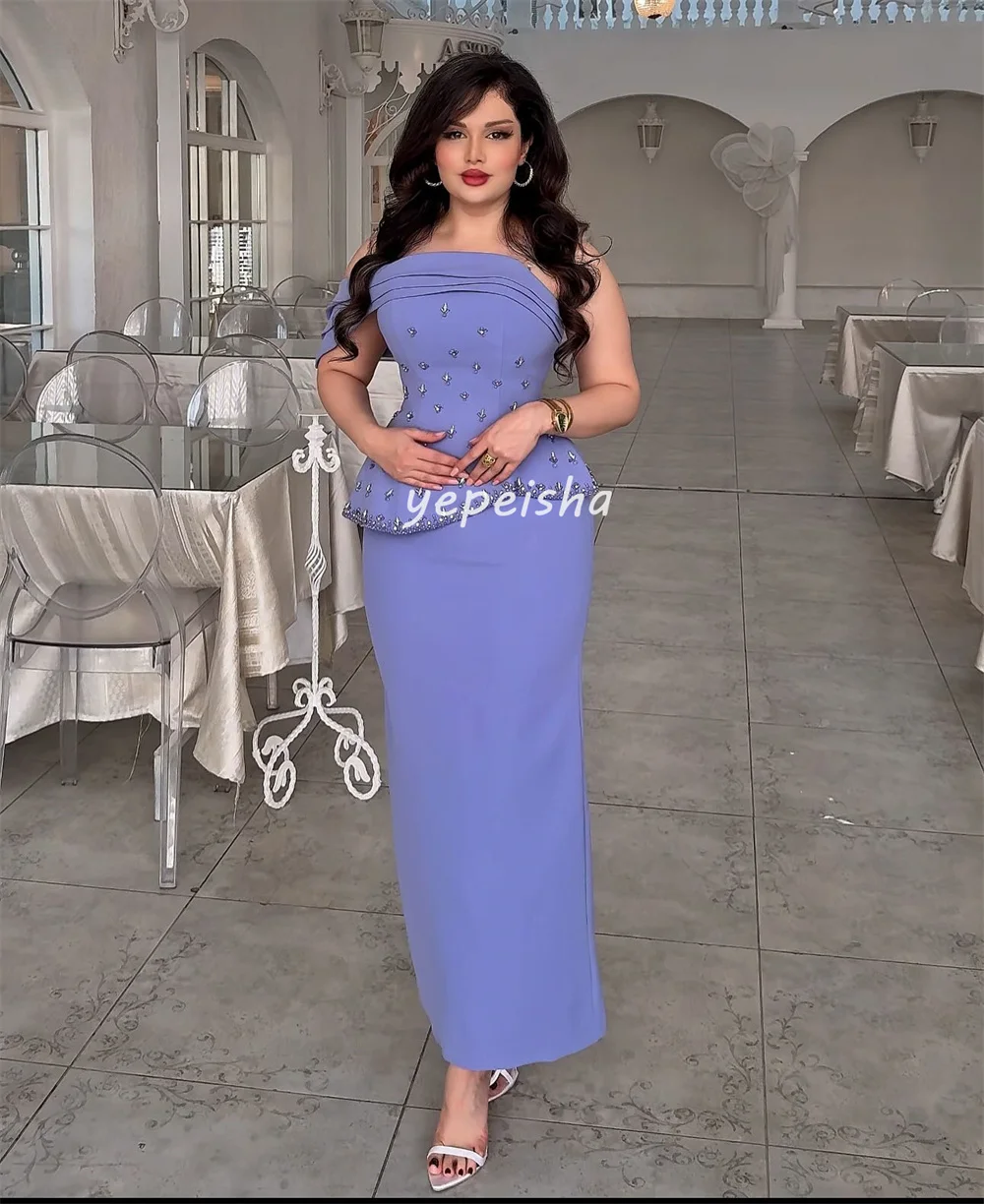 Vestidos Midi rectos sin tirantes con lentejuelas y diamantes de imitación fruncidos, moda Retro Simple personalizada, vestidos para ocasiones a medida