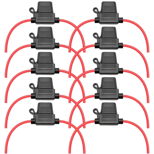 Portafusibles en línea impermeable de cable AWG de calibre 14, 6/10 Uds., para fusible estándar, UL1015,10 pulgadas de largo, para fusible de hoja media ATO ATC