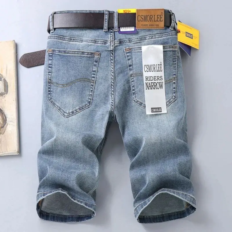 

New 2025 Summer Stretch Thin Bermuda Shorts Masculina Cotton Men's Fashionable Fitted Fiber Short Pants