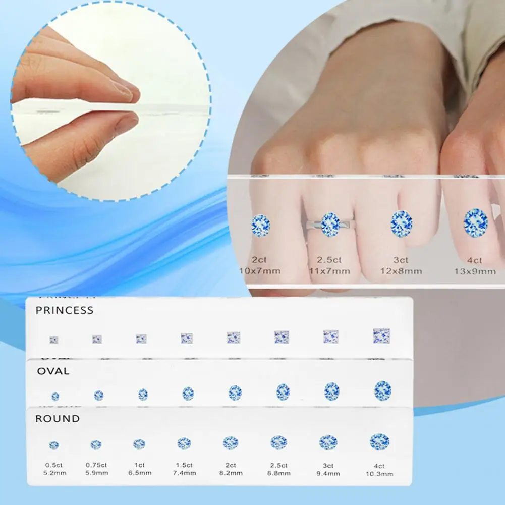 Durable Ruler Transparent Acrylic Measuring Ruler Set Round Oval Square Shapes Jewelry Size Measurement Template for Crafters