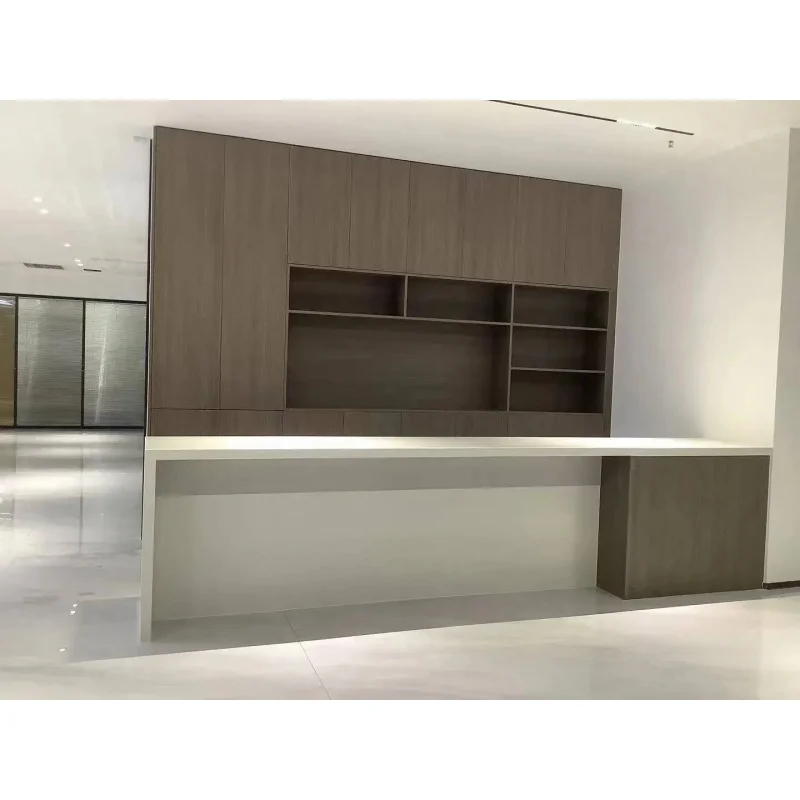 custom.Whole House Custom Multifunctional Display Cabinet Wood Grain + Hidden Handle + Partitioned Storage Combo
