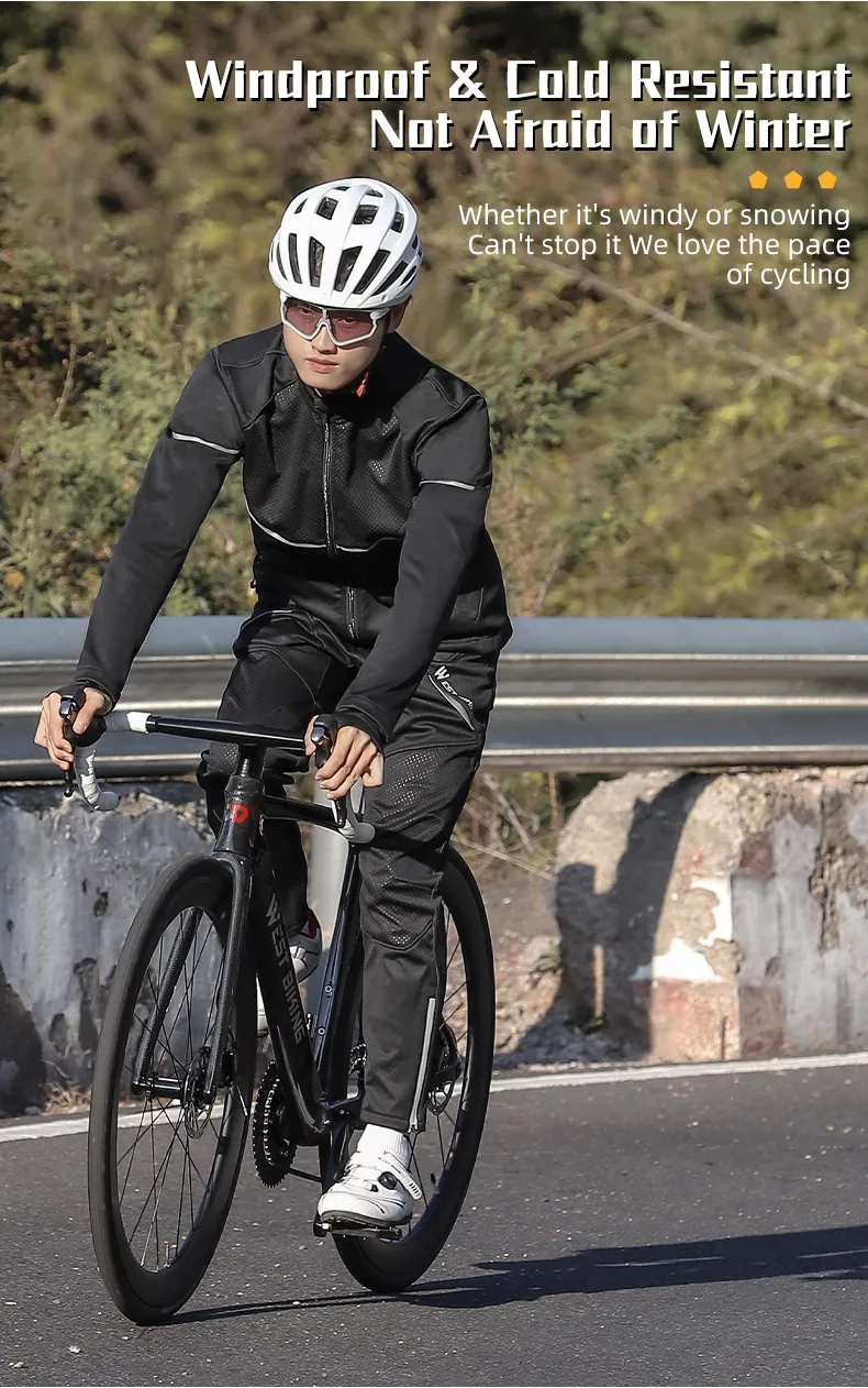 WEST BIKING Winter-Fahrradjacke, warme, winddichte MTB-Fahrradjacke für Herren, Fahrradbekleidung, reflektierendes Set – Detail 5