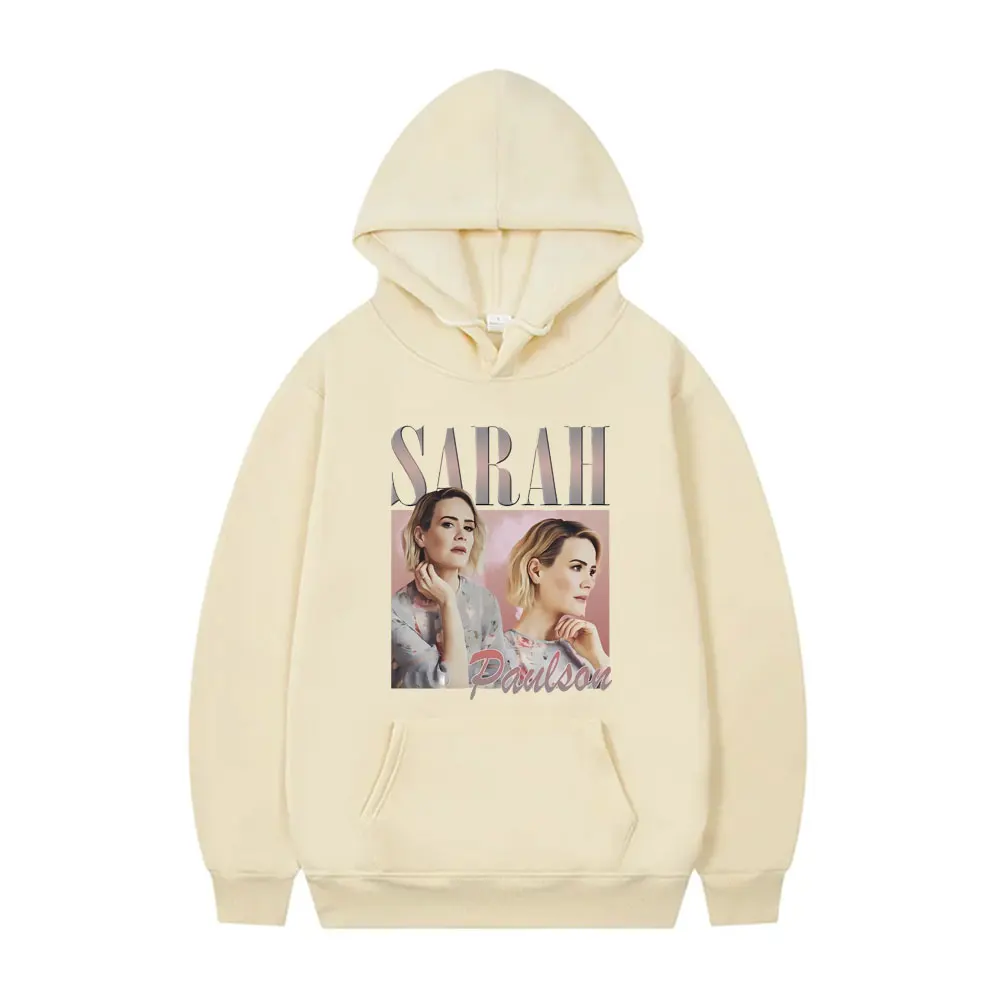 Sarah Paulson Graphic Hoodie Men\'s Casual Fleece Cotton Sweatshirt Men Women Hip Hop Oversized Hoodies Male Vintage Streetwear