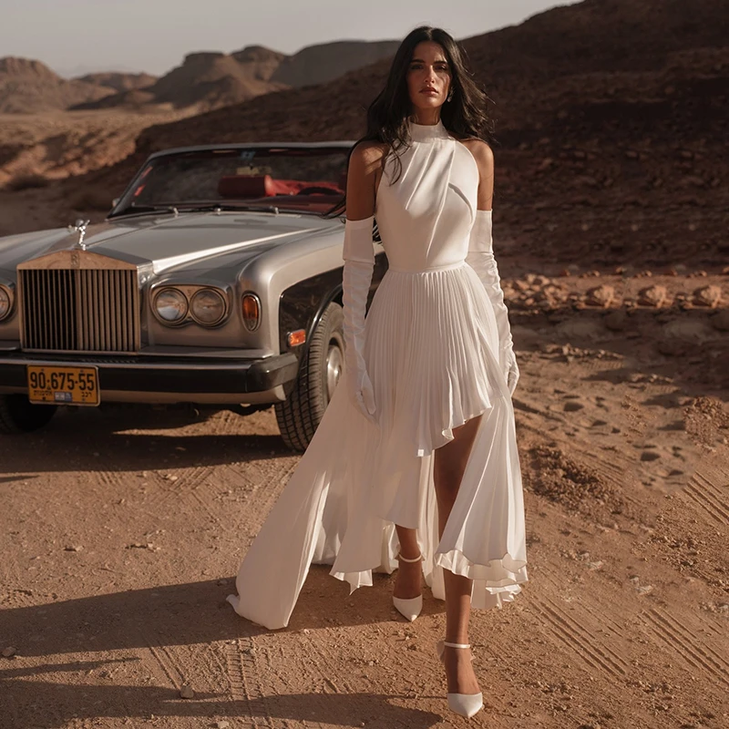 

Eightree Fashion Long Wedding Dresses Women 2026 A Line Sleeveless Pleated High Low Bridal Gowns Vestidos Para Mujer Customized