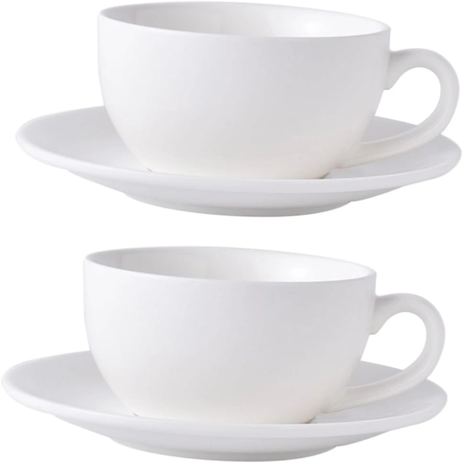 Enhance Your Coffee Experience with Elegant, Durable White Ceramic Cups and Saucers - Perfect for Coffee Lovers, Ideal for Enter