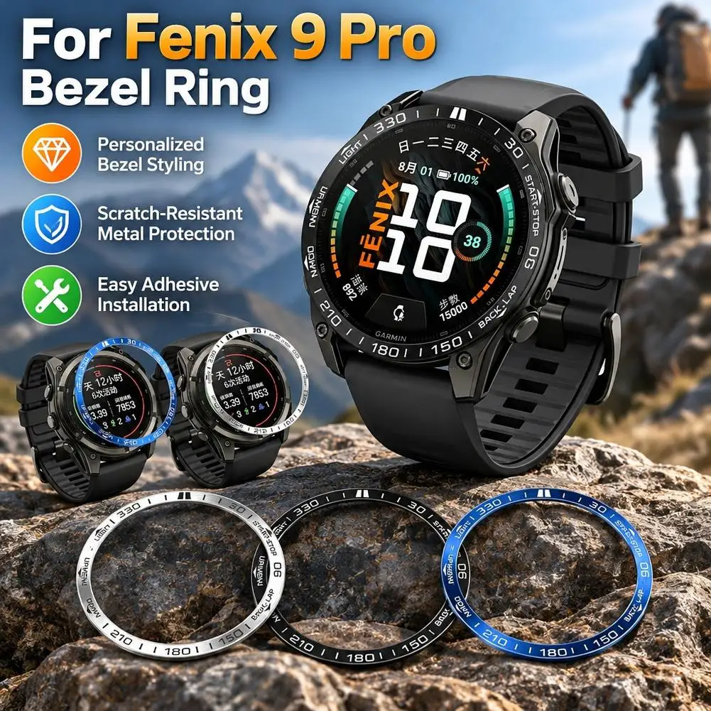 Metal Bezel For Garmin Fenix 9 Pro 47mm/51mm AMOLED Colorful Edition Replacement Watch Ring Protective Cover
