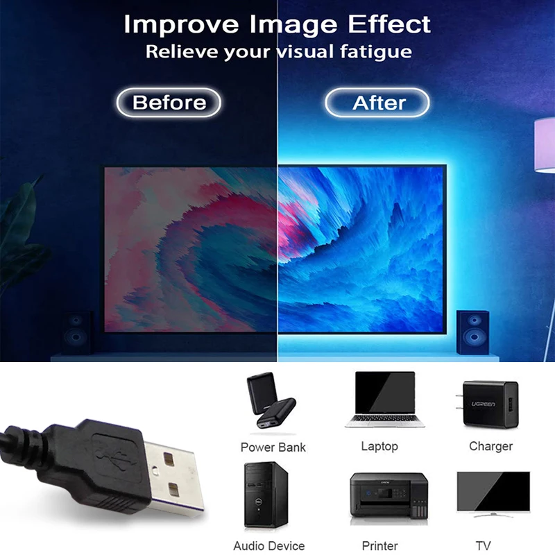 USB RGB Color Led Strip Lights Bluetooth Smart APP control Flexible Ribbon Led Lamp Tape for TV Backlight Home Party Decoration