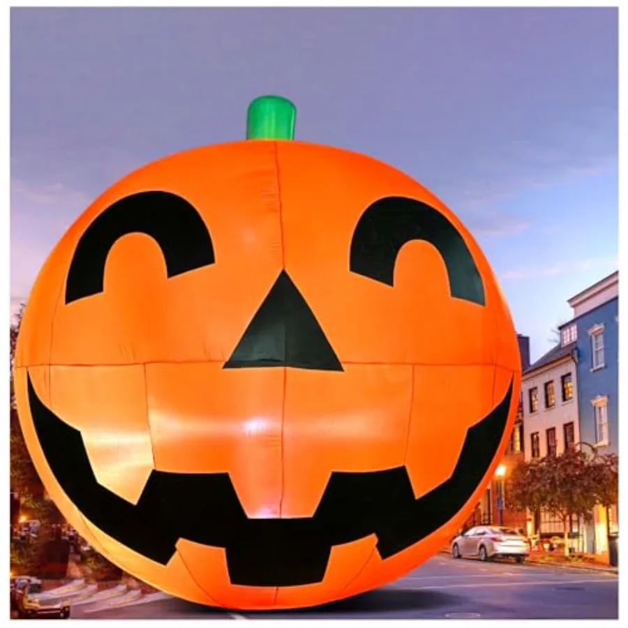 巨大な11.2フィートのハロウィンインフレータブルパンプキンデコレーション、特大ハロウィンブロウアップヤードデコレーション、内蔵LEDライト付き