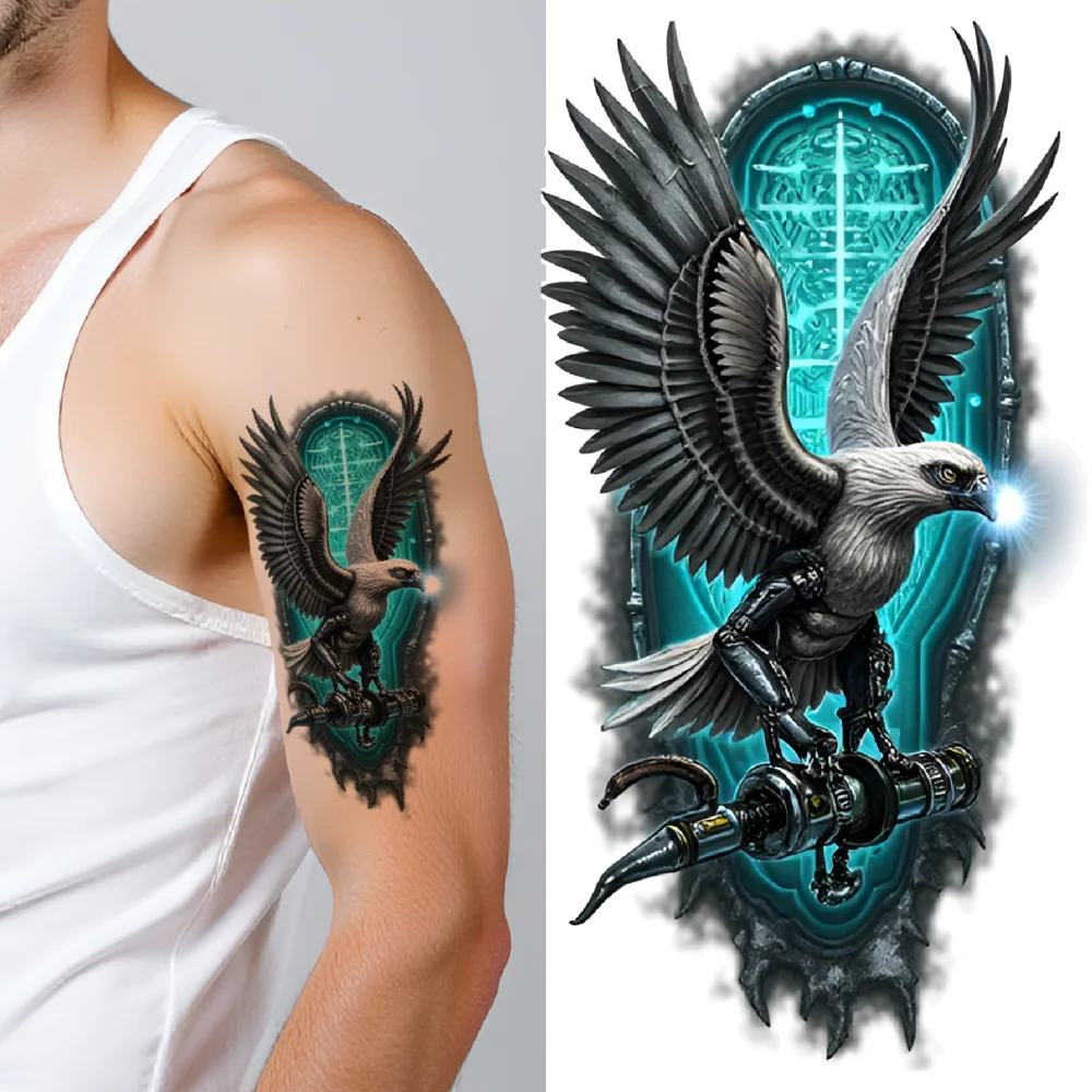 

3pcs Temporary Tattoo Scorpion Graphic Colorful Realism Mechanical Gear Mouse Art Realistic Temporary Tattoos Futuristic Art For