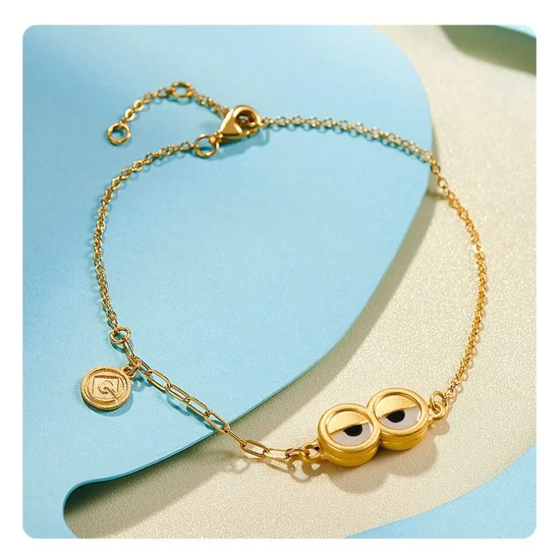 Minions Bracelet Cartoon Golden Funny Charms Anime Cute Fashion Women Kids Girls Kawaii Decoration Jewelry Creative Bangle Gifts